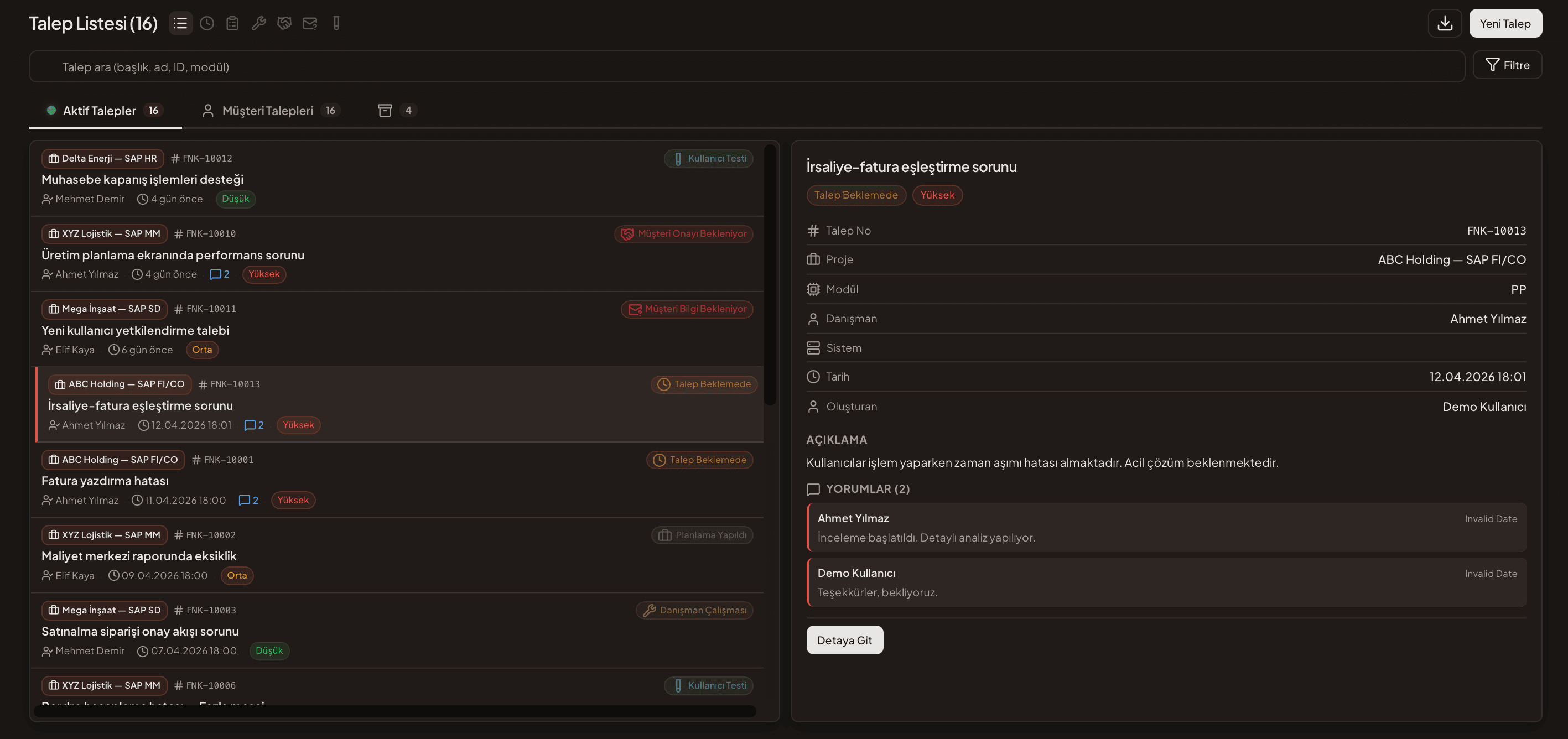 Danışman ve PM çalışır